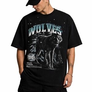 Darc Sport Wolves Club Ohana Tour 2023 Oversized Tee Black L Wolves Forever NWT